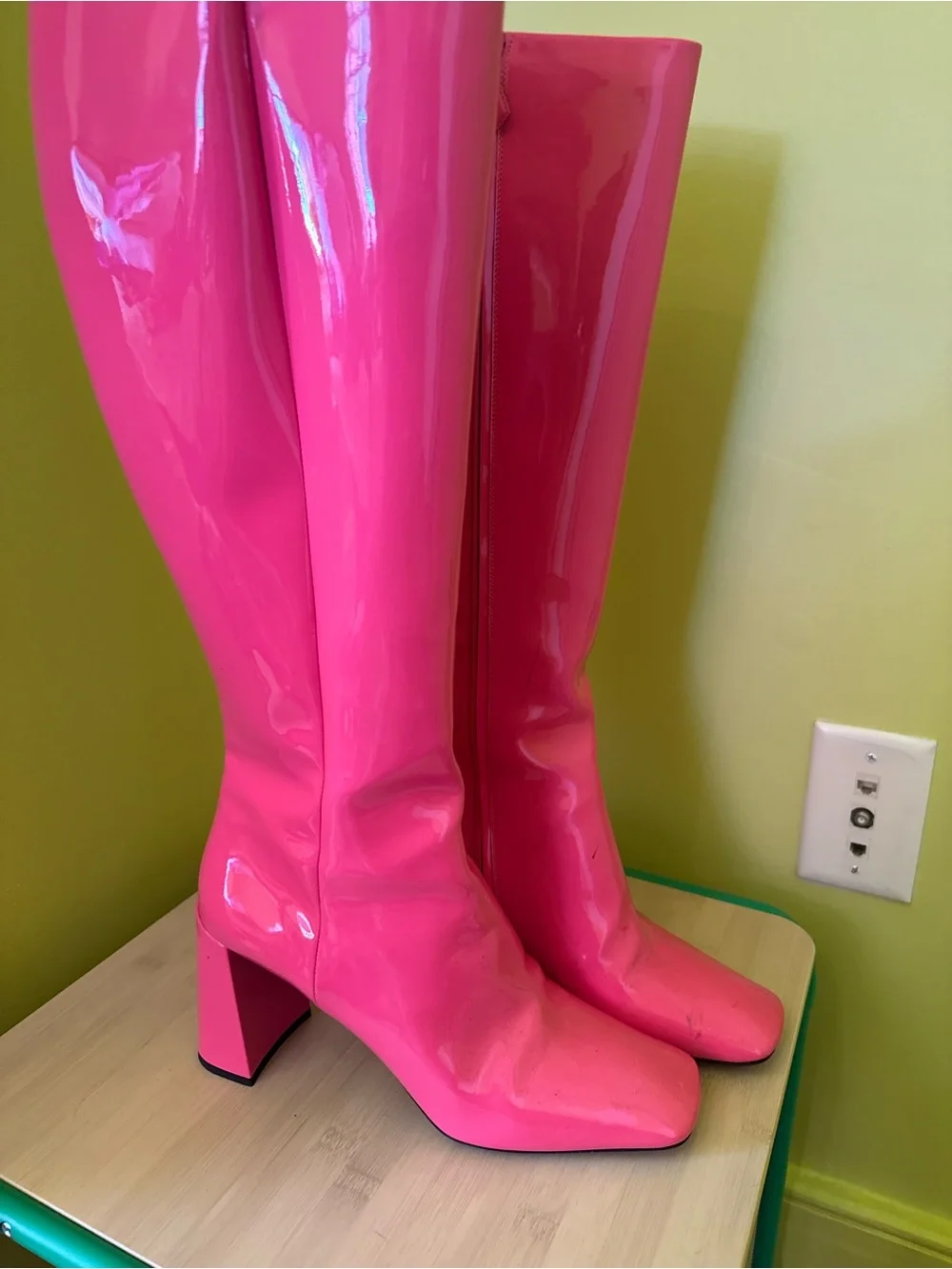 Prada Fuchsia Patent Leather Knee High Boots 💗